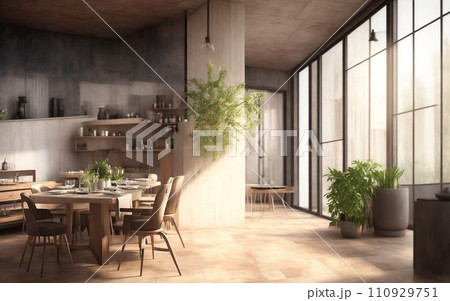Modern coffeeshop and restaurant or kitchen room interior design.interior background concept. 110929751