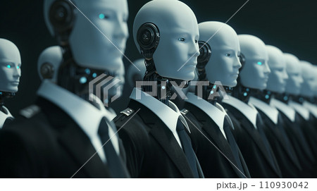 たくさんのAIロボットのビジネスマン「AI生成画像」 110930042