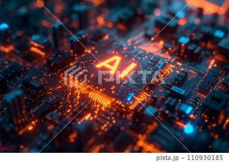 光り輝くAIチップ「AI生成画像」 110930185