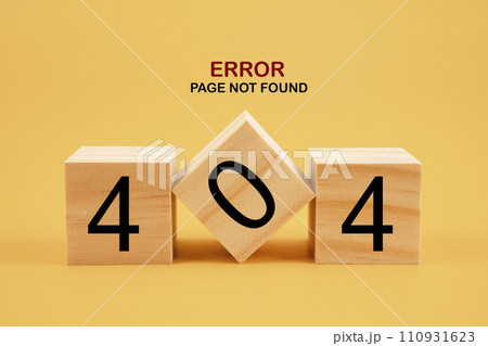 Wooden cubes with 404 error page not found. 110931623