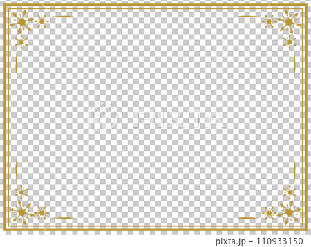 復古/雪花/冬天/相框/畫框/材質/插畫/金色 110933150