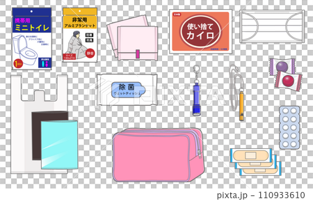 防災ポーチの中身の一例 110933610