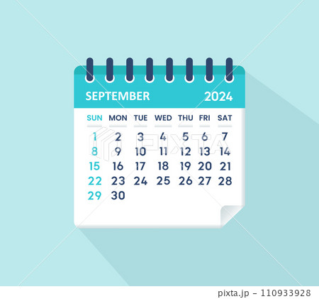 September 2024 Calendar Leaf. Calendar 2024 in flat style September 2024 Calendar Leaf. Calendar 2024 in flat style 110933928