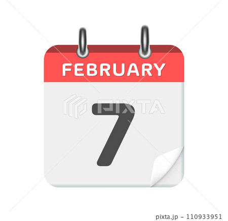 February 7. Calendar leaf on white background. 110933951