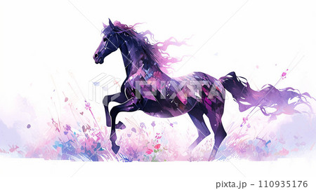 AIイラスト、走る馬のイラスト素材 [110935176] - PIXTA