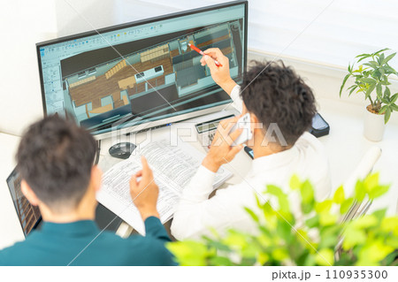 三次元CAD 立体的 3DCG 建築設計 住宅 内観 2人 スマホ 三次元CAD 立体的 3DCG 建築設計 住宅 内観 2人 スマホ 110935300