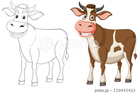 From Sketch to Colorful Cartoon Cow From Sketch to Colorful Cartoon Cow 110935422