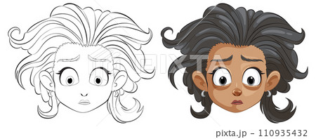 Cartoon Girl Expressions Before and After 110935432