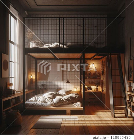 部屋から見える部屋の風景（AI生成画像） 110935456