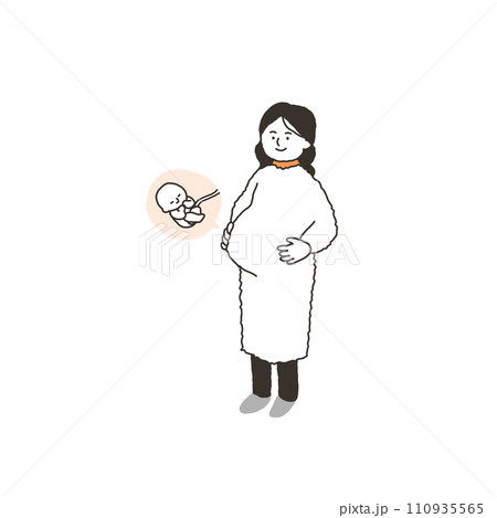 妊婦さんと胎児の様子 110935565
