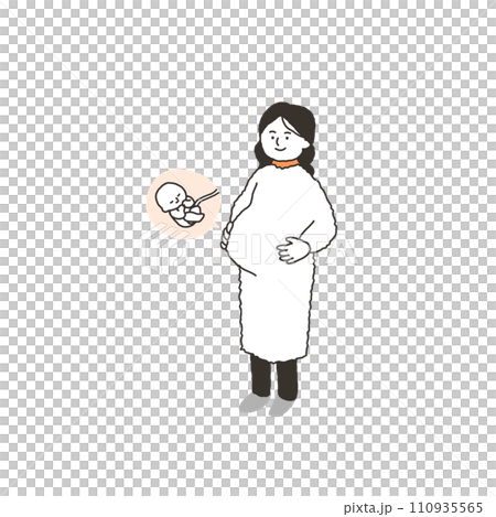妊婦さんと胎児の様子 110935565