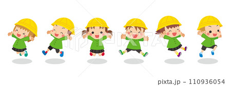 ジャンプしている可愛い仲良し幼稚園児キッズのイラスト セット 白背景 ベクター 全身 人物 子ども ジャンプしている可愛い仲良し幼稚園児キッズのイラスト セット 白背景 ベクター 全身 人物 子ども 110936054