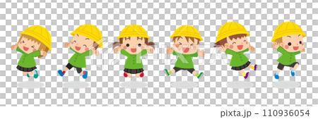 插圖集可愛友善的幼兒園孩子跳躍，白色背景，向量，全身，人，孩子 110936054