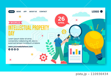 Intellectual Property Day Social Media Landing Page Cartoon Templates Background Illustration 110936434