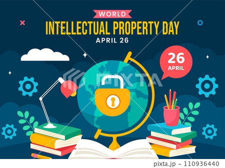 Intellectual Property Day Social Media Background Flat Cartoon Hand Drawn Templates Illustration 110936440