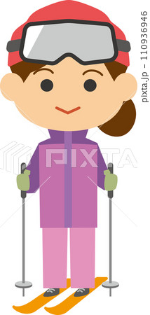 スキーをする女性のイメージイラスト 110936946
