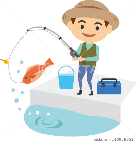 魚釣りをしている男性のイメージイラスト 110936952