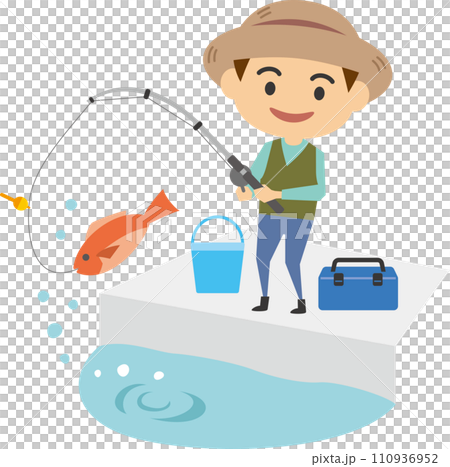 一個人釣魚的圖像插圖 110936952