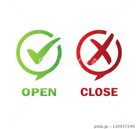 Open and close icon check negative positive list true wrong like and dislike logo 110937240