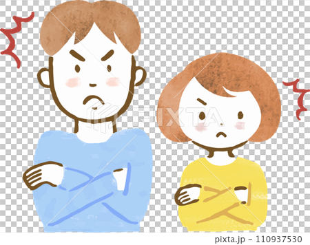 憤怒的男人和女人上半身的手繪插圖 110937530