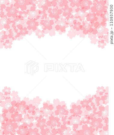 ピンクのパステル調の桜模様の背景素材のベクターフレーム画像 110937930
