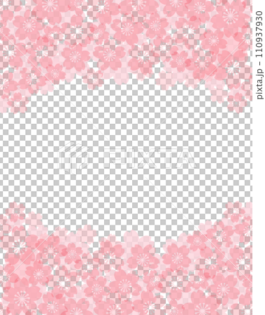 ピンクのパステル調の桜模様の背景素材のベクターフレーム画像 110937930