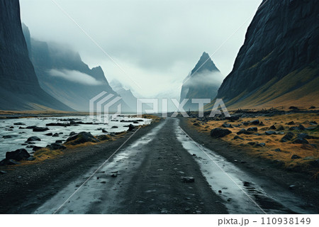 Mountain autumn misty landscape 110938149