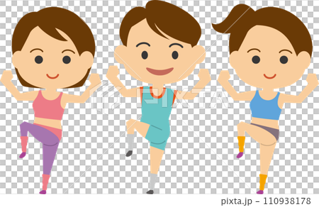 一個男人和一個女人做健身操的圖像插圖 110938178