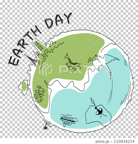 地球日地球線畫插圖 110938214