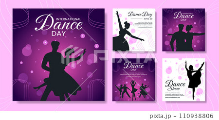 Dance Day Social Media Post Flat Cartoon Hand Drawn Templates Background Illustration 110938806