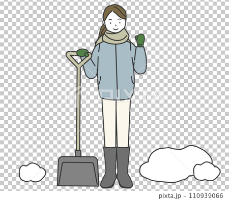 一個女人用鏟子鏟雪 110939066
