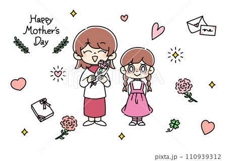 お母さんと娘 母の日 イラスト素材 お母さんと娘 母の日 イラスト素材 110939312
