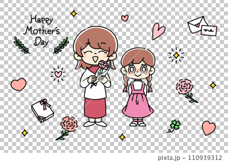 お母さんと娘 母の日 イラスト素材 お母さんと娘 母の日 イラスト素材 110939312