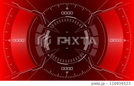 HUD sci-fi circle interface screen view white geometric design virtual reality futuristic technology creative display on red vector HUD sci-fi circle interface screen view white geometric design virtual reality futuristic technology creative display on red vector 110939523