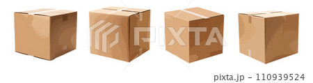 Cardboard box vector set isolated on white background Cardboard box vector set isolated on white background 110939524