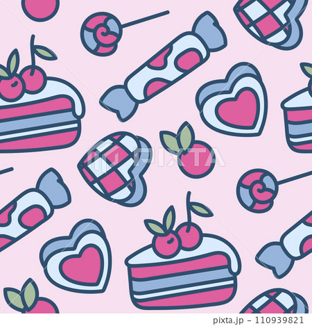 Seamless pattern candy, cookies, lollipop, cupcake Seamless pattern candy, cookies, lollipop, cupcake 110939821