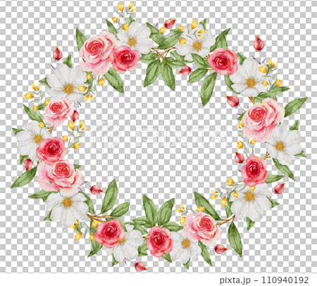 Flower wreath and frame watercolor 110940192