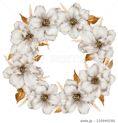 Flower wreath and frame watercolor 110940280