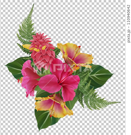 Tropical composition with bird watercolor hand paint 110940642