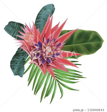 Tropical composition with bird watercolor hand paint 110940643