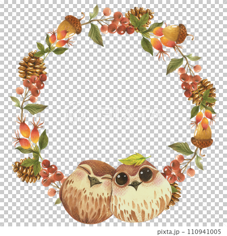 Autumn watercolor composition, Autumn flower bouquet, Thanksgiving day  110941005