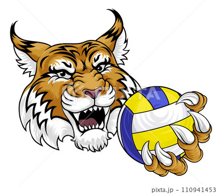 Wildcat Cougar Lynx Lion Volleyball Claw Mascot 110941453