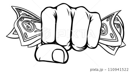 Money Fist Hand Holding Dollars Full of Cash 110941522