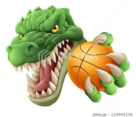 Crocodile Dinosaur Alligator Basketball Mascot Crocodile Dinosaur Alligator Basketball Mascot 110941530