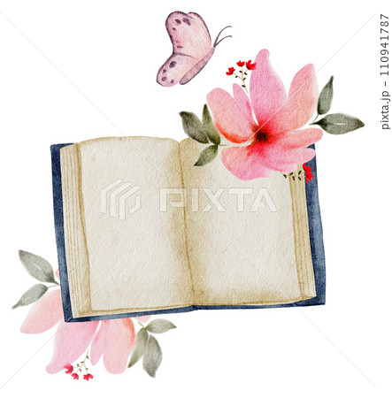 Book hand paint watercolor, Vintage element 110941787
