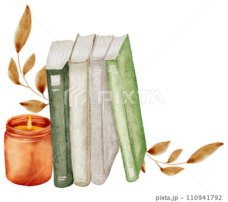 Book hand paint watercolor, Vintage element Book hand paint watercolor, Vintage element 110941792