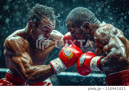 Someone who is sweating and boxing with their fists. 110941821