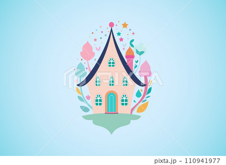 Funny Fairy House Vector Illustration. Fairytale Fantasy Home Funny Fairy House Vector Illustration. Fairytale Fantasy Home 110941977
