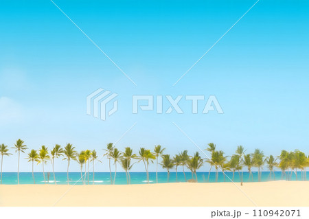 AI-generated content. palm trees on the seashore. Beautiful topical beach. Neural network AI generated art 110942071