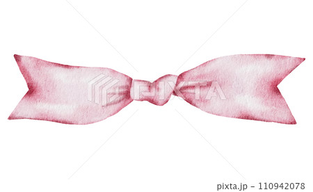 Ribbon bow ornament watercolor clipart 110942078